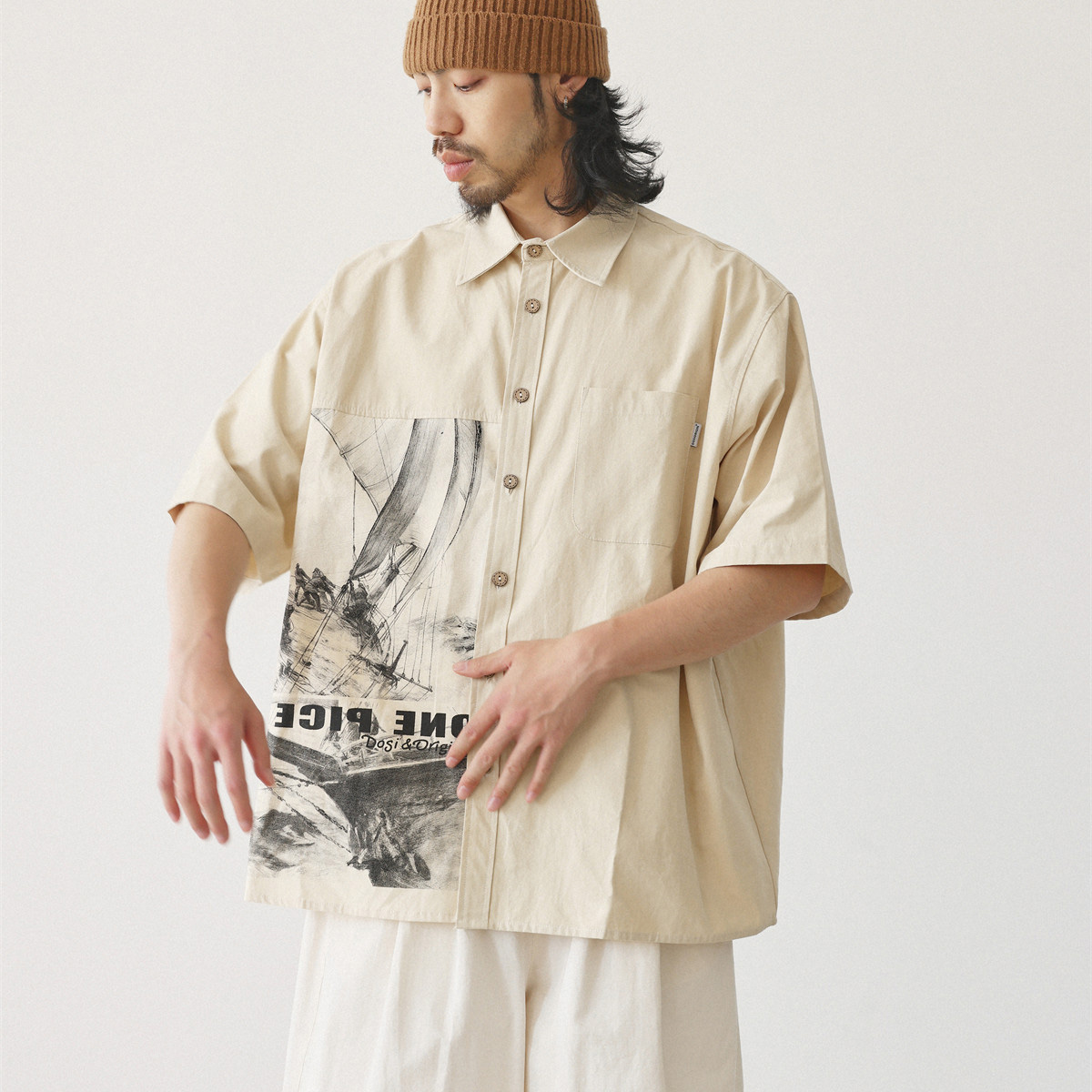 Japanese Brand Streetwear Vintage - Japanese Fashion Shirts Men Vintage Print