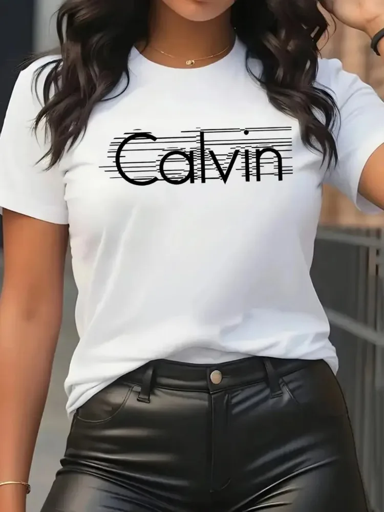 Calvin Women's T-Shirt Leisure - Quality Streetwear Brand 评论和价格